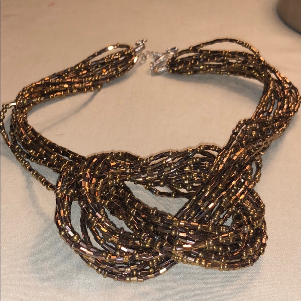 Handmade Gold Beaded Knot Necklace